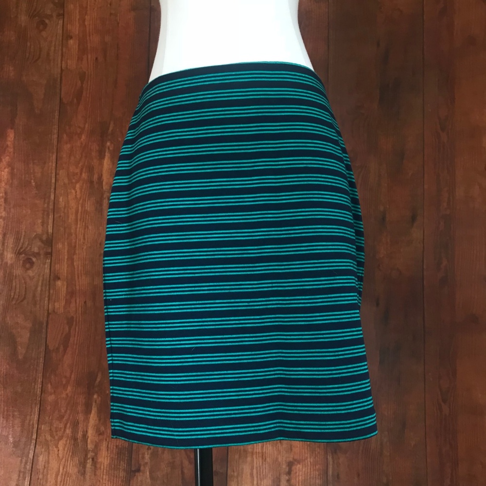 Gap Navy and Green Striped Body Con Skirt